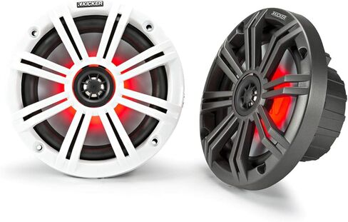 Gauge Style Bluetooth Boat Receiver, 2x 6.5" 195 Watt Max Black Marine Loaded Tower Speakers w/ MultiColor LEDs, 2x 6.5" OEM Replacement LED Charcoal Speakers, 4-CH Amplifier, LED Remote, 2x Wire in Saudi Arabia