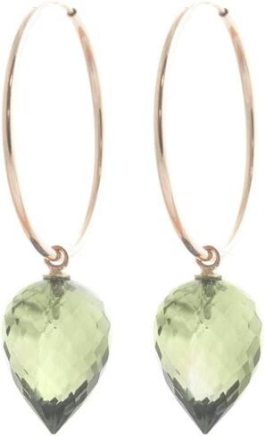 Galaxy Gold GG 14k Solid Gold Hoop Earring Pointy Briolette Green Amethyst in Saudi Arabia