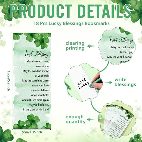 108 Pcs St. Patrick's Day Party Favors Luminous Ballpoint Pens Bracelets with Blessing Bookmarks Irish Gifts Bulk for St. Patrick's Day Office Lucky Shamrock Supplies in Saudi Arabia