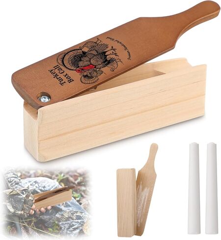 Turkey Box Call with 2 Chalk, Realistic Turkey Calls Box for Hunting, Wooden Gobbler Caller with Realistic Hen Sounds, Spring Hunting Gear Accessories for Beginner and Pro Hunters in Saudi Arabia