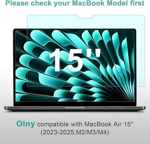 واقي شاشة مضاد للضوء الأزرق لجهاز MacBook Air 15 بوصة (2023-2026، M2، M3، M4، M5)، واقي شاشة غير لامع مضاد للوهج لجهاز Mac 15.3 بوصة (موديل A2941 A3114 A3241 A3448) in Kuwait