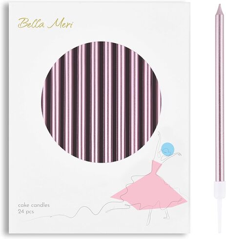 Gold, Pink, Silver Long Thin Metallic Birthday Candles, Cake Candles, Birthday Parties, Wedding Decorations, Party Candles in Kuwait
