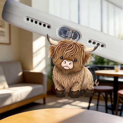 Highland Cow Dust Plug Acrylic Charms for electronic products,Type-C Charging Port Dust Plugs Pendant Compatible with E-Reader Phone Tablet, Gift for Christmas, Birthday, Anniversary Day in Saudi Arabia