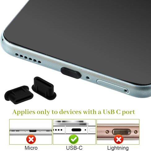 قابس غبار USB C، 20 قطعة من غطاء قابس USB C من السيليكون مع 5 فرش تنظيف، مجموعة أدوات تنظيف غطاء منفذ الشحن من النوع C لأجهزة Apple 15/16/17/Samsung in Kuwait