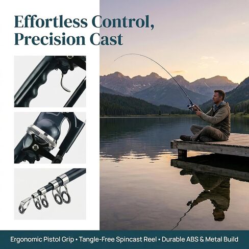 Mini Rod & Reel Combo 5.6ft-Foldable Telescopic Rod - Ultra Compact Mini Fishing Gear - Pocket-Sized Portable - for Travel Hiking Backpacking - Includes Smooth Reel in Saudi Arabia