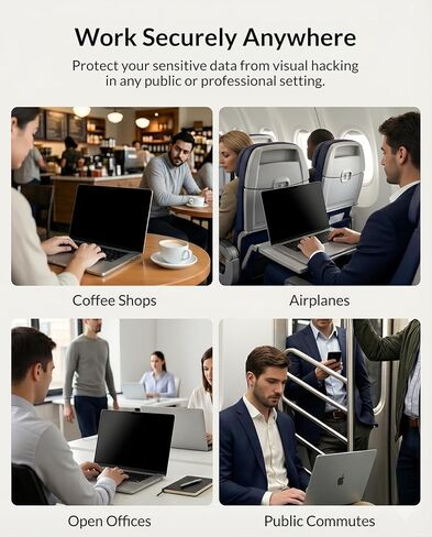 فلتر شاشة خصوصية مغناطيسي قابل للإزالة لجهاز MacBook Air 13.6 بوصة (M2/M3/M4/M5، 2022-2026)، شرائط على شكل حرف L للتثبيت الآمن، مضاد للتوهج وحجب الضوء الأزرق in Kuwait