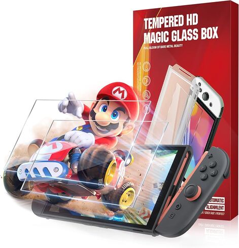 واقي شاشة JZG مكون من قطعتين من الزجاج المقوى لجهاز Nintendo Switch 2 (2025)، مجموعة محاذاة تلقائية، تركيب خالٍ من الفقاعات، حساس للمس، فائق الوضوح مضاد للخدش، مزيل للغبار in Kuwait