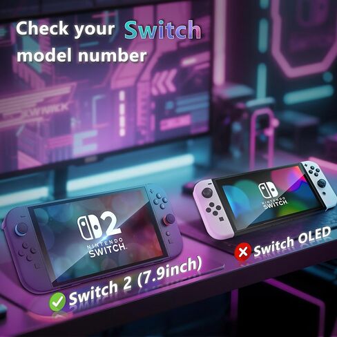 واقي شاشة JZG مكون من قطعتين من الزجاج المقوى لجهاز Nintendo Switch 2 (2025)، مجموعة محاذاة تلقائية، تركيب خالٍ من الفقاعات، حساس للمس، فائق الوضوح مضاد للخدش، مزيل للغبار in Kuwait