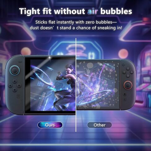 واقي شاشة JZG مكون من قطعتين من الزجاج المقوى لجهاز Nintendo Switch 2 (2025)، مجموعة محاذاة تلقائية، تركيب خالٍ من الفقاعات، حساس للمس، فائق الوضوح مضاد للخدش، مزيل للغبار in Kuwait