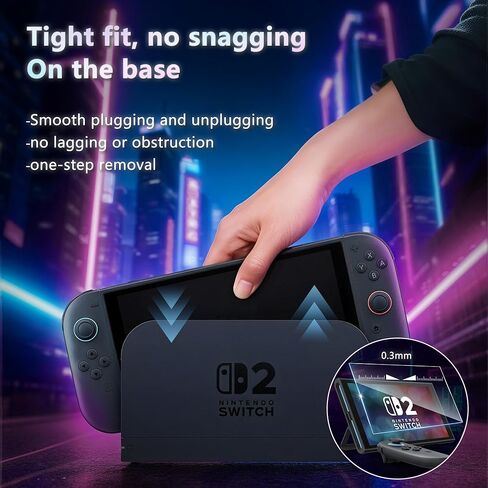 واقي شاشة JZG مكون من قطعتين من الزجاج المقوى لجهاز Nintendo Switch 2 (2025)، مجموعة محاذاة تلقائية، تركيب خالٍ من الفقاعات، حساس للمس، فائق الوضوح مضاد للخدش، مزيل للغبار in Kuwait