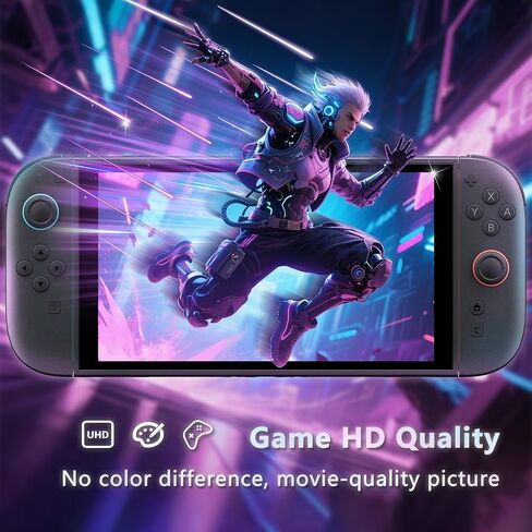 واقي شاشة JZG مكون من قطعتين من الزجاج المقوى لجهاز Nintendo Switch 2 (2025)، مجموعة محاذاة تلقائية، تركيب خالٍ من الفقاعات، حساس للمس، فائق الوضوح مضاد للخدش، مزيل للغبار in Kuwait