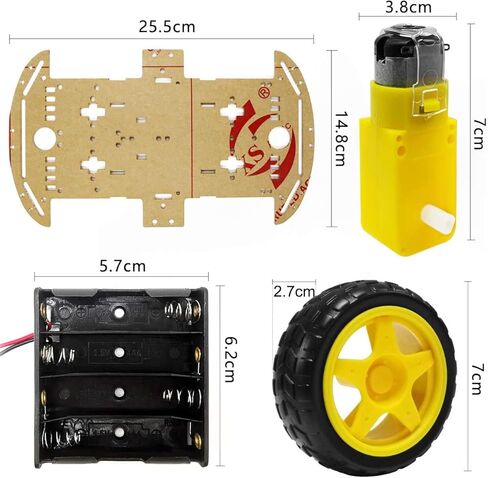 YIKESHU 2WD Smart Robot Car Chassis Kit with Speed Encoder Battery Box 2 Wheels Arduino Microbit Raspberry Pi DIY Toy Adult Age 16+ in Saudi Arabia