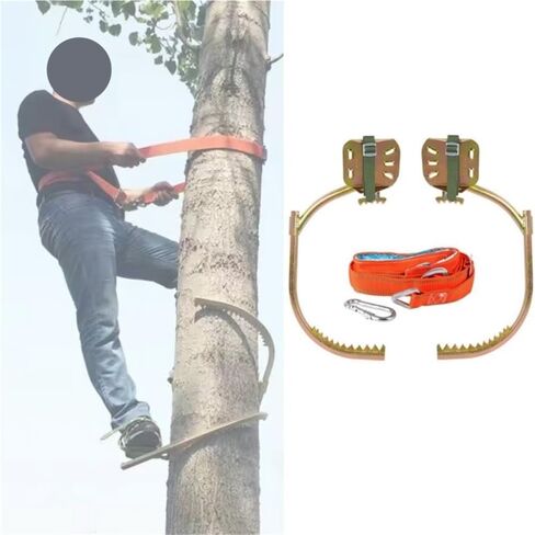 Adjustable Carbon Steel Tree Climbing Spikes with Simple Harness – 330 lbs Load Capacity, Ideal for Outdoor Work at Height, Durable Climbing Gear for Professionals in Saudi Arabia