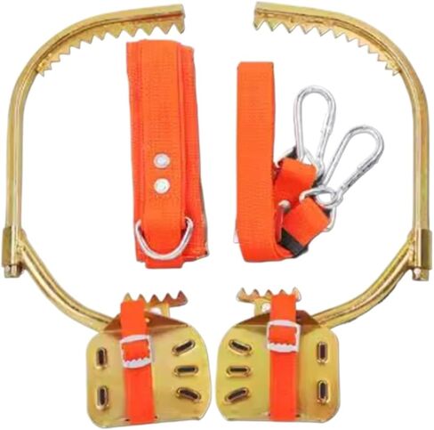 Heavy-Duty Tree Climbing Set with Foot Straps - Manganese Steel Climbing Gear for Electricians, Forestry Work, and Hunting Adventures in Saudi Arabia