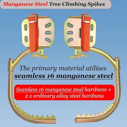 Heavy-Duty Tree Climbing Set with Foot Straps - Manganese Steel Climbing Gear for Electricians, Forestry Work, and Hunting Adventures in Saudi Arabia