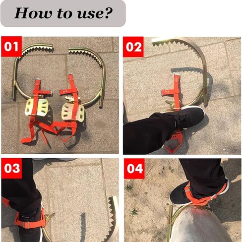 Heavy-Duty Tree Climbing Set with Foot Straps - Manganese Steel Climbing Gear for Electricians, Forestry Work, and Hunting Adventures in Saudi Arabia