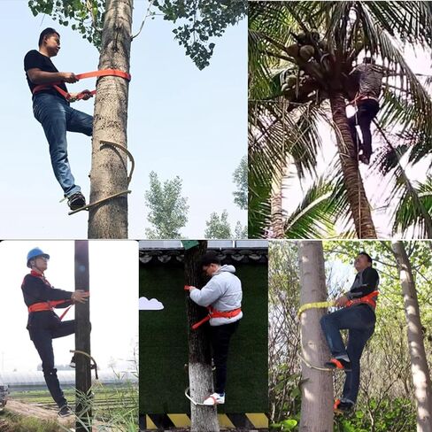 Heavy-Duty Tree Climbing Set with Foot Straps - Manganese Steel Climbing Gear for Electricians, Forestry Work, and Hunting Adventures in Saudi Arabia