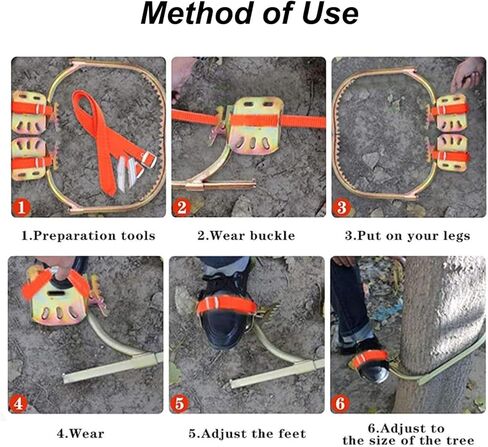Adjustable Tree Climbing Spikes with Belt & Gloves - Iron Climbing Aids, Portable Accessories for Tree Work - Fits 250, 350, 400, 550 mm Diameter Trees in Saudi Arabia