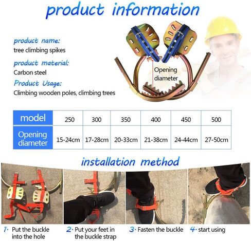 Durable Tree Climbing Spikes Kit with Safety Belt - Essential Gear for Hunting, Observation, Fruit Picking & Outdoor Adventures - Ultimate Climbing Equipment for Enthusiasts in Saudi Arabia