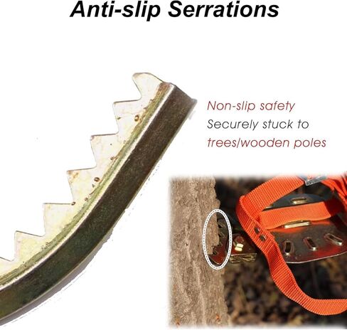 Adjustable Tree Climbing Spikes with Belt & Gloves - Iron Climbing Aids for Safe Tree Work, Portable Climbing Shoes (250-550mm Diameter) - Essential Tree Climbing Accessories in Saudi Arabia