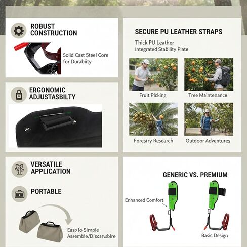 Haofy Tree Climbing Gear Cowhide PU Leather Height Adjustable Tree Climbing Spikes Set for Work Trimming Cutting Logging Spurs with Gloves in Saudi Arabia