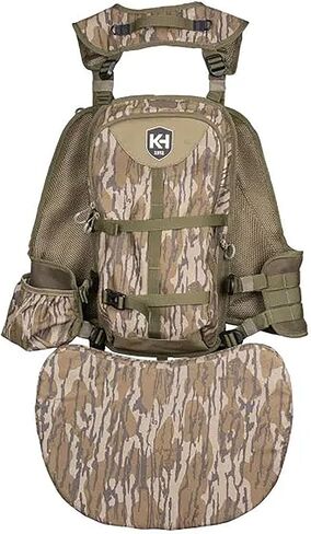سترة Knight & Hale Run N 'Gun 300 تركيا للصيد، Mossy Oak Original Bottomland - سترة ديك رومي خفيفة الوزن بوزن 2.5 رطل - مقعد مبطن قابل للإزالة - 10 نقاط قابلة للتعديل in Kuwait