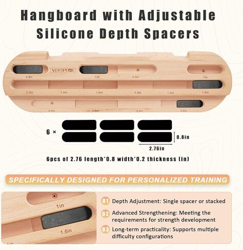 Wooden Climbing Hangboard, Training Hang Board, Rock Climbing Fingerboard with Incremental Depth Pockets for Finger & Forearm Strength, Grip Training and Pull-ups for Climbers Gift in Saudi Arabia