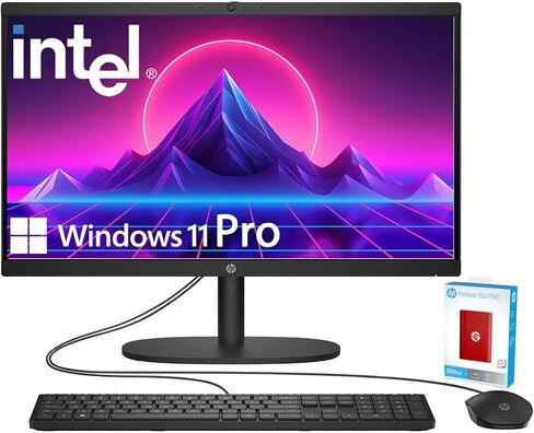 HP 2026 22" FHD All-in-One Desktop Computer • The New Version for Everyday Use • Latest 13th Gen Intel Quad-Core CPU • 16GB DDR5 • 128GB + 500GB External Storage • HDMI • Type-C • HD Webcam • Win11 in Saudi Arabia