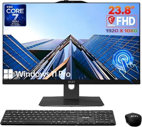 msi Modern 24" All-in-One Touchscreen Business All-in-One AI Desktop, Intel Core 7 150U CPU(5.4GHz), 16GB DDR5, 256GB PCIe SSD+1TB HDD, FHD Camera, Wi-Fi 6E, HDMI, USB-C, Wireless KB & Mouse, Win 11 in Saudi Arabia