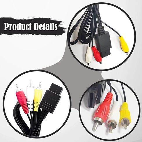 AV Cable Composite Video Cord Video Audio Cord Plug and Play Game Room AV Cable Connector Adapter Transmitter Wire for NGC in Saudi Arabia