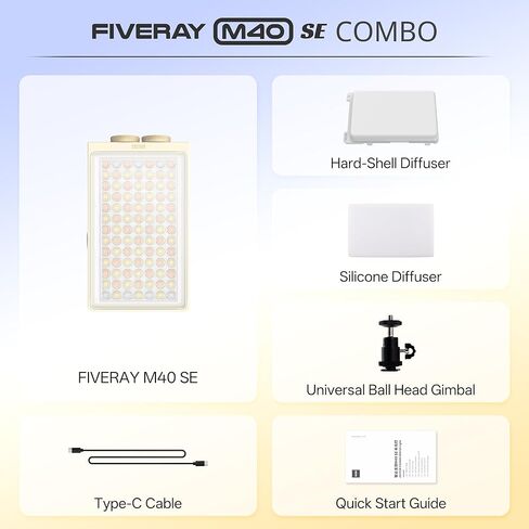 ZHIYUN FIVERAY M40 SE Combo [Official] 40W Portable Video Light 250g V2 Upgraded Version Camera Light with Cold Shoe Outdoor Fill Handheld Light Photography Light DSLR Setup for YouTube TK in Saudi Arabia