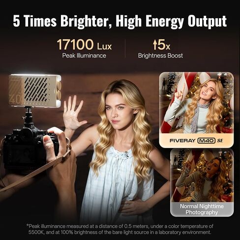 ZHIYUN FIVERAY M40 SE Combo [Official] 40W Portable Video Light 250g V2 Upgraded Version Camera Light with Cold Shoe Outdoor Fill Handheld Light Photography Light DSLR Setup for YouTube TK in Saudi Arabia
