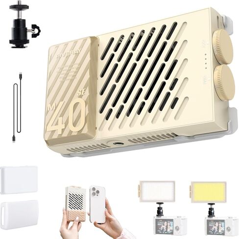 ZHIYUN FIVERAY M40 SE Combo 40W Bi-Color Video Light, 250g Portable Camera Light 17100 Lux 2700K-8500K CRI 95 TLCI 97+ LED Panel DSLR Photography Lighting for YouTube, TikTok in Saudi Arabia