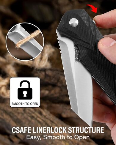 Dispatch Folding Pocket Knife with Clip, 3.15" 8Cr13MoV Steel Reverse Tanto Blade with G10 Handle, Liner Lock Pocket Knives for Men Outdoor Camping Hunting Hiking Survival Pocketknife in Saudi Arabia