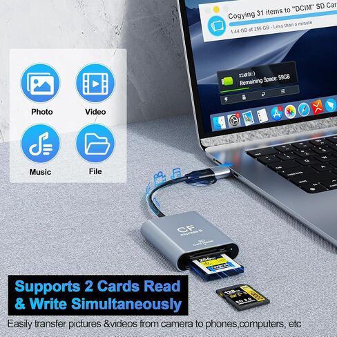 CFexpress Type B & SD Card Reader, USB C 3.2 Gen 2 10Gbps – Aluminum Alloy Dual-Slot High Speed Memory Card Reader for CFexpress & SD (UHS-II/UHS-I) Cards in Saudi Arabia