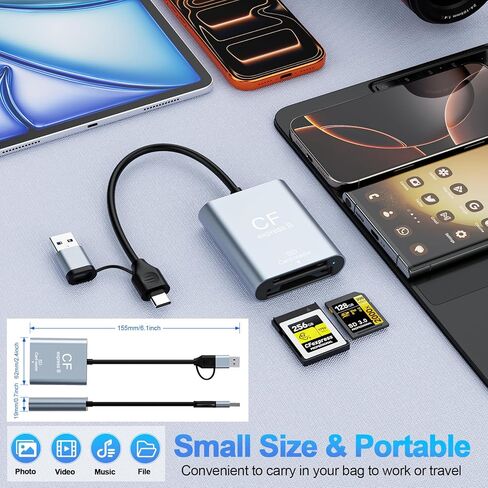 CFexpress Type B & SD Card Reader, USB C 3.2 Gen 2 10Gbps – Aluminum Alloy Dual-Slot High Speed Memory Card Reader for CFexpress & SD (UHS-II/UHS-I) Cards in Saudi Arabia