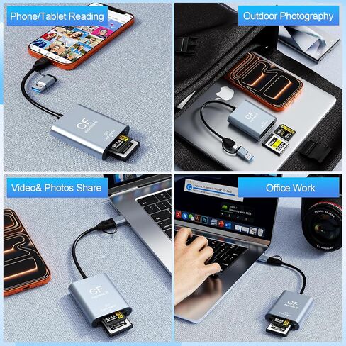 CFexpress Type B & SD Card Reader, USB C 3.2 Gen 2 10Gbps – Aluminum Alloy Dual-Slot High Speed Memory Card Reader for CFexpress & SD (UHS-II/UHS-I) Cards in Saudi Arabia