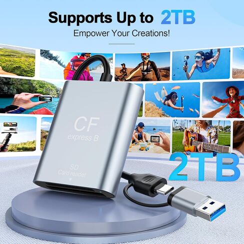 CFexpress Type B & SD Card Reader, USB C 3.2 Gen 2 10Gbps – Aluminum Alloy Dual-Slot High Speed Memory Card Reader for CFexpress & SD (UHS-II/UHS-I) Cards in Saudi Arabia
