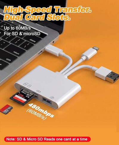 محول OTG 4 في 1، محرك فلاش وقارئ بطاقة SD/TF لهاتف iPhone - قارئ بطاقة ذاكرة USB-C/Lightning/USB ثلاثي مع فتحات SD/TF ومنفذ شحن USB-C + منفذ بيانات لنقل الصور من الكاميرا الرقمية إلى الهاتف in Saudi Arabia