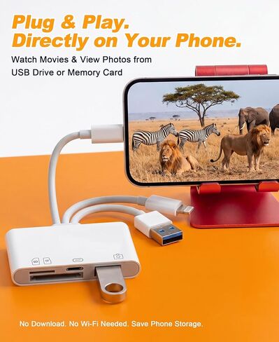 محول OTG 4 في 1، محرك فلاش وقارئ بطاقة SD/TF لهاتف iPhone - قارئ بطاقة ذاكرة USB-C/Lightning/USB ثلاثي مع فتحات SD/TF ومنفذ شحن USB-C + منفذ بيانات لنقل الصور من الكاميرا الرقمية إلى الهاتف in Saudi Arabia