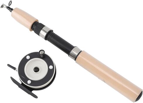 Haofy Ice Fishing Rod Reel Combo, 75cm Fiberglass Fishing Pole with Metal Reel Clicking Sound, for Fathers Sons Husbands Boyfriends Winter Ice in Saudi Arabia