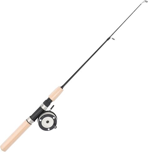 Haofy 65cm Ice Fishing Rod Reel Combo, Fiberglass Material Sturdy Long Lasting, Non Slip EVA Handle Comfortable Grip, Smooth Rotation Metal Reel, with No Line Included, for Trout in Saudi Arabia