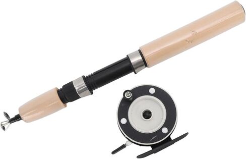 Haofy 65cm Ice Fishing Rod Reel Combo, Fiberglass Material Sturdy Long Lasting, Non Slip EVA Handle Comfortable Grip, Smooth Rotation Metal Reel, with No Line Included, for Trout in Saudi Arabia