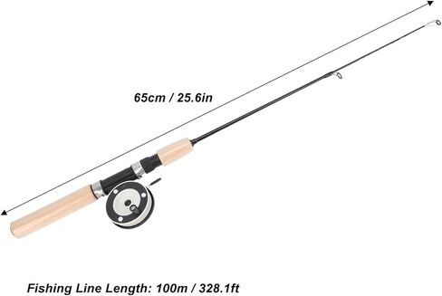 Haofy 65cm Ice Fishing Rod Reel Combo, Fiberglass Material Sturdy Long Lasting, Non Slip EVA Handle Comfortable Grip, Smooth Rotation Metal Reel, with No Line Included, for Trout in Saudi Arabia