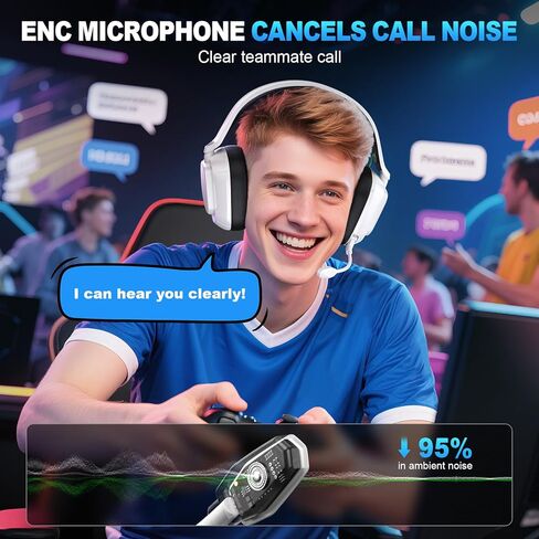 Wireless Gaming Headset for PS5, PS4, Switch, PC, Mac, Ultra-Low Latency 2.4GHz Dongle & Bluetooth 5.4, Gaming Headphones with Mic, Comfortable Earpads, Long Battery Life, 50mm Stereo Drivers in Saudi Arabia