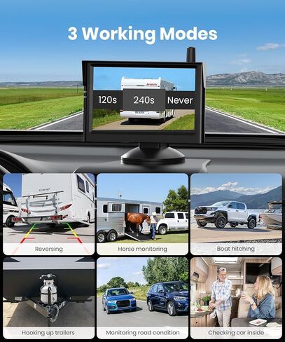 AUTO-VOX Dual Solar Wireless Magnetic Backup Camera: 2-Min Easy Install, 7.2" 1080P Split-Screen DVR Monitor, Wall-Mount & Hitch Back Up Camera, IR Night Vision, IP69K Waterproof for Truck,RV, Trailer in Saudi Arabia