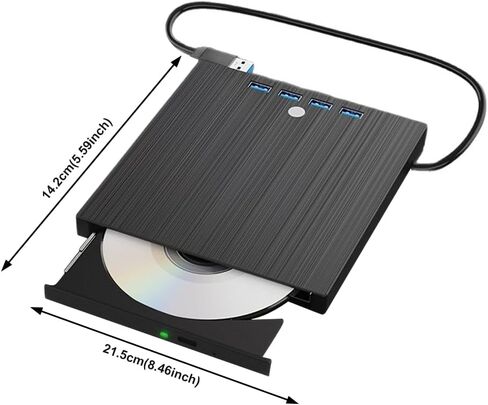 محرك أقراص DVD خارجي 8 في 1، محرك أقراص CD/DVD محمول +/-RW ناسخ وكاتب، توصيل وتشغيل محرك أقراص ضوئي رفيع لأجهزة الكمبيوتر المحمول، الكمبيوتر الشخصي الذي يعمل بنظام التشغيل Windows 11/10/8/7، نظام التشغيل Linux in Saudi Arabia