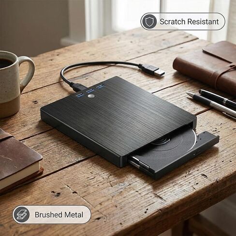 External CD DVD Drive,8-in-1 Portable CD/DVD +/-RW Burner, Plug & Play Slim Optical Drive for Laptop Mac, PC Windows 11/10/8/7 Linux OS in Saudi Arabia