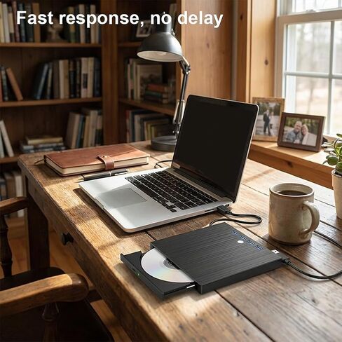 External CD DVD Drive,8-in-1 Portable CD/DVD +/-RW Burner, Plug & Play Slim Optical Drive for Laptop Mac, PC Windows 11/10/8/7 Linux OS in Saudi Arabia