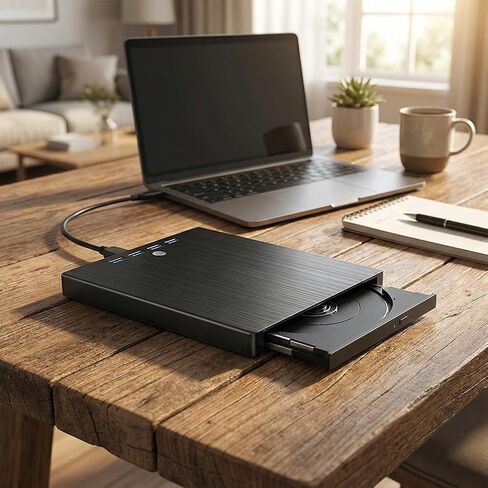 External CD DVD Drive,8-in-1 Portable CD/DVD +/-RW Burner, Plug & Play Slim Optical Drive for Laptop Mac, PC Windows 11/10/8/7 Linux OS in Saudi Arabia